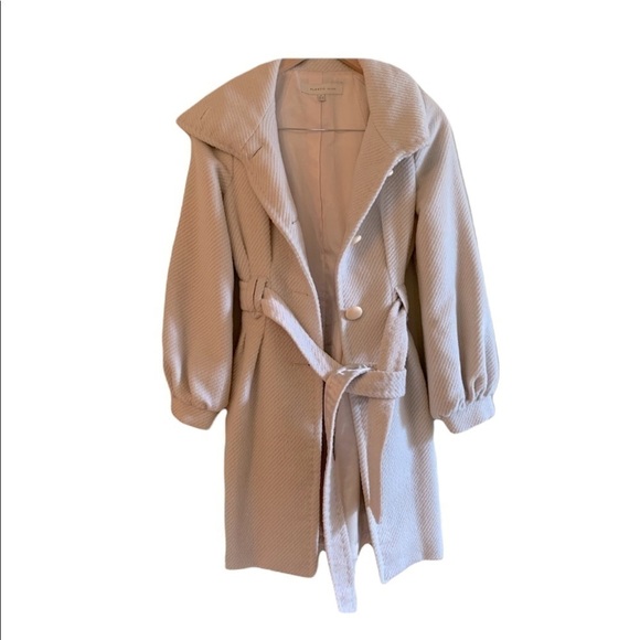 Plastic Island Women Winter Coat - Size XS-Off White With Light Gray Sparkling